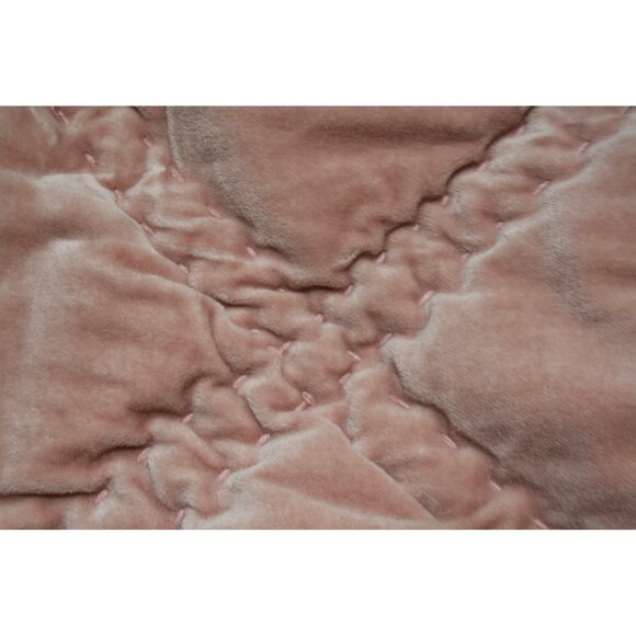 Grandin Road 2 Nora Blush Pink Velvet Quilted Euro Shams Glam Romantic Princess - Picture 4 of 7